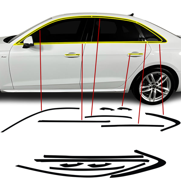 Fits Audi A4 2020-2025 Vinyl Chrome Delete Grille Blackout Decal Stickers Overlay Film