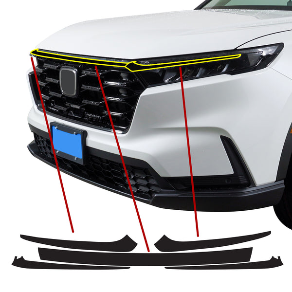 Grille Side Window Vinyl Chrome Delete Trim Blackout Decal Stickers Overlay Film Fits Honda CR-V 2023 2024 2025