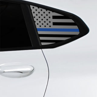 Buy thin-blue-line American Flag Quarter Window Decal for BMW X4 2019-2026 – Precut Matte Black Vinyl