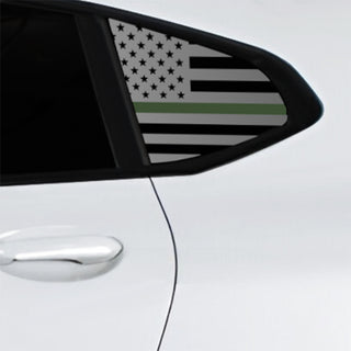 Buy thin-green-line American Flag Quarter Window Decal for BMW X4 2019-2026 – Precut Matte Black Vinyl