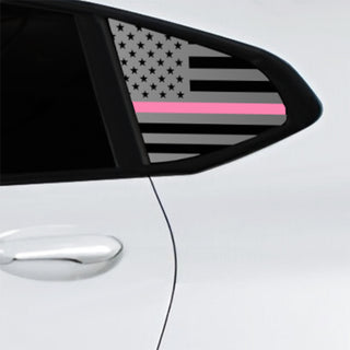 Buy thin-pink-line American Flag Quarter Window Decal for BMW X4 2019-2026 – Precut Matte Black Vinyl