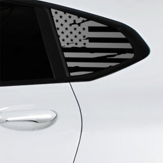 Buy distressed-black American Flag Quarter Window Decal for BMW X4 2019-2026 – Precut Matte Black Vinyl