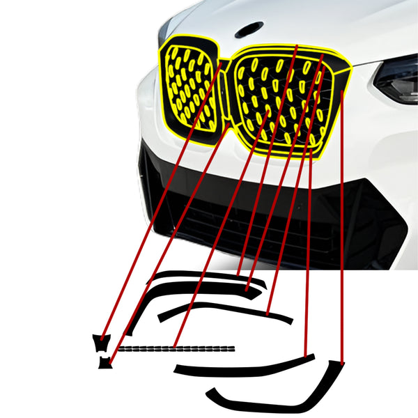 Fits BMW X4 2019-2025 Vinyl Chrome Delete Grille Blackout Decal Stickers Overlay Film