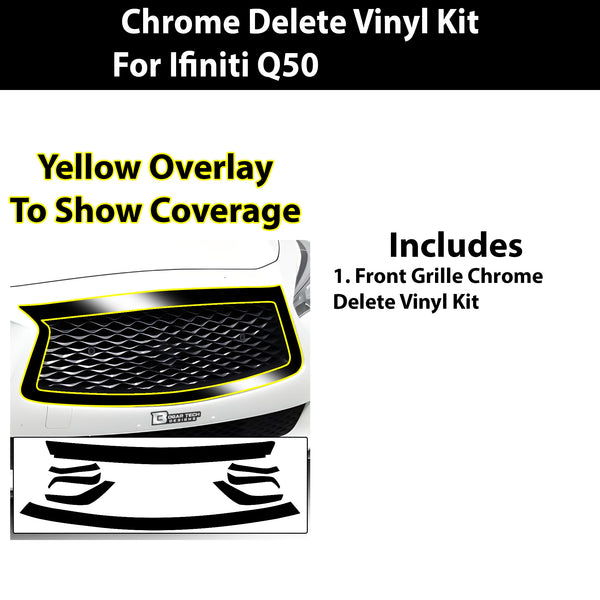 Vinyl Chrome Delete Side Window Grille Rear Trim Blackout Decal Stickers Overlay Film Fits Infiniti Q50 2018 2019 2020 2021 2022 2023 2024 - Bogar Tech Designs