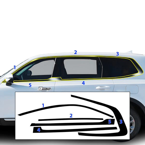 Window Vinyl Chrome Delete Trim Blackout Decal Stickers Overlay Film Fits Kia Telluride 2020 - 2025