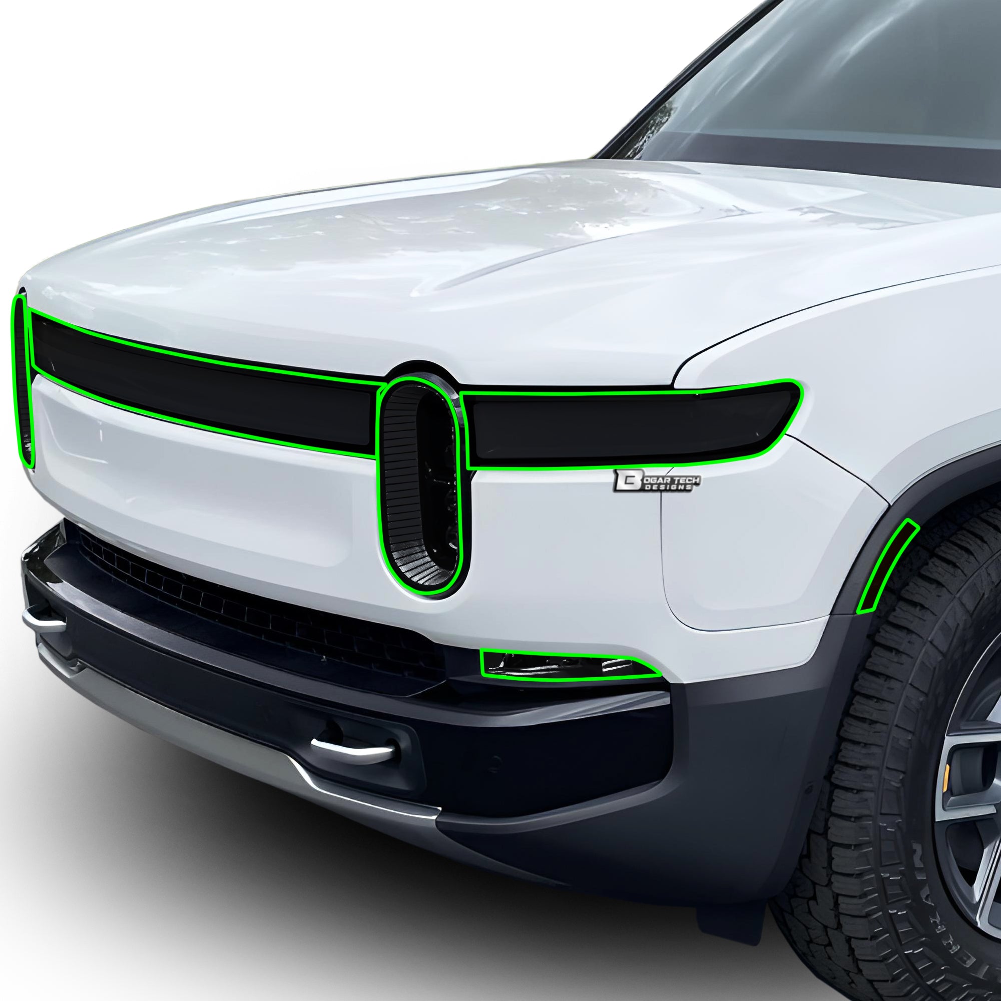 Full Headlight Taillight Precut Smoked PPF Tint Kit Film Overlay Fits Rivian R1T R1S - Bogar Tech Designs