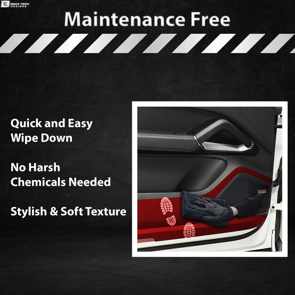 Fits Kia Telluride 2027+ Alcantara Anti Kick Door Panel Protection Decal Stickers Overlay, Black Red