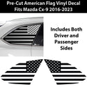 American Flag Rear Quarter Window Vinyl Decal Stickers Fits Mazda CX - 9 2016 - 2023 - Bogar Tech Designs