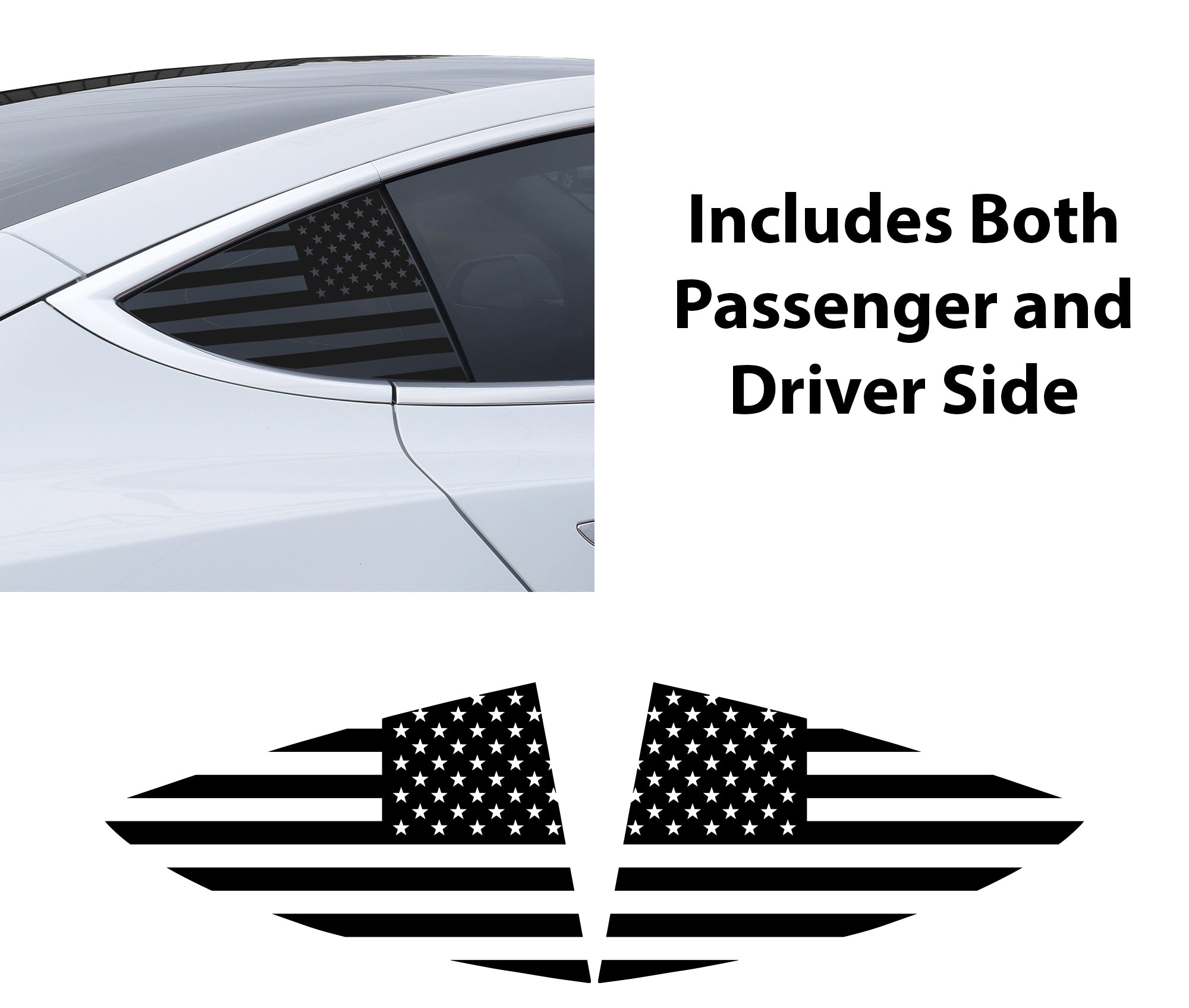 Quarter Window American Flag Vinyl Decal Stickers Fits Tesla Model 3 - Bogar Tech Designs