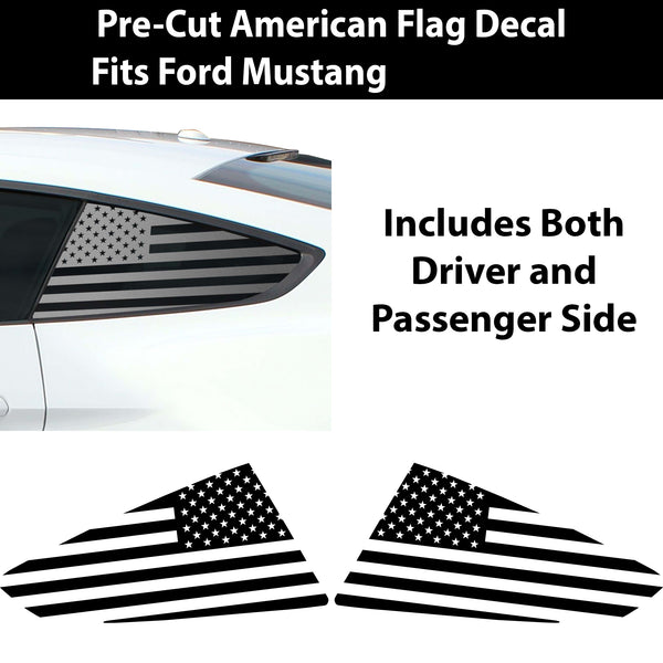 Precut Quarter Window American Flag Decal Stickers Fits Ford Mustang 2015 - 2023 - Bogar Tech Designs