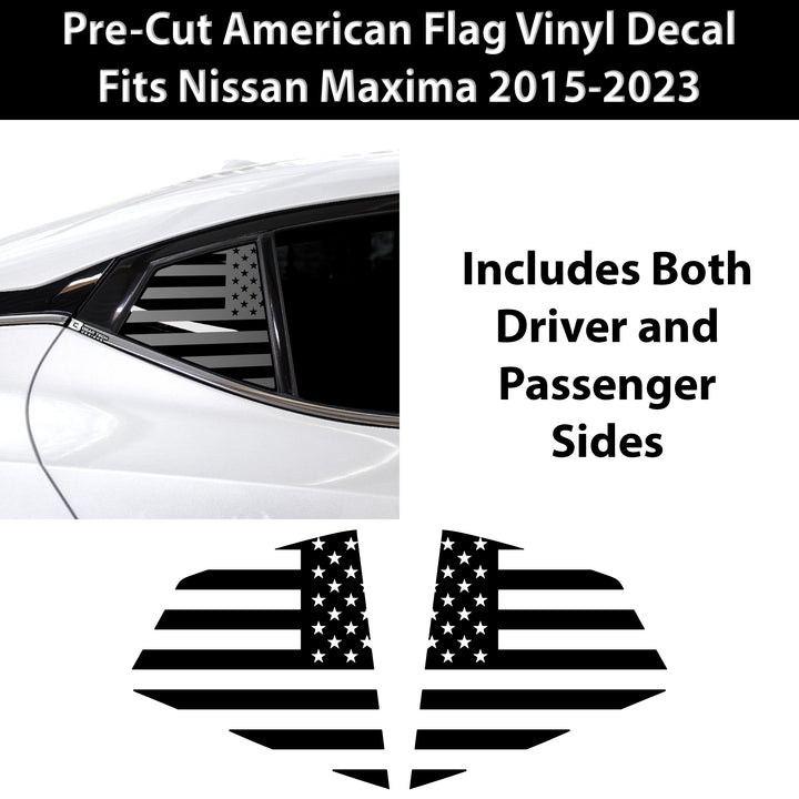 Quarter Window American Flag Vinyl Decal Stickers Fits Nissan Maxima 2015 - 2023 - Bogar Tech Designs