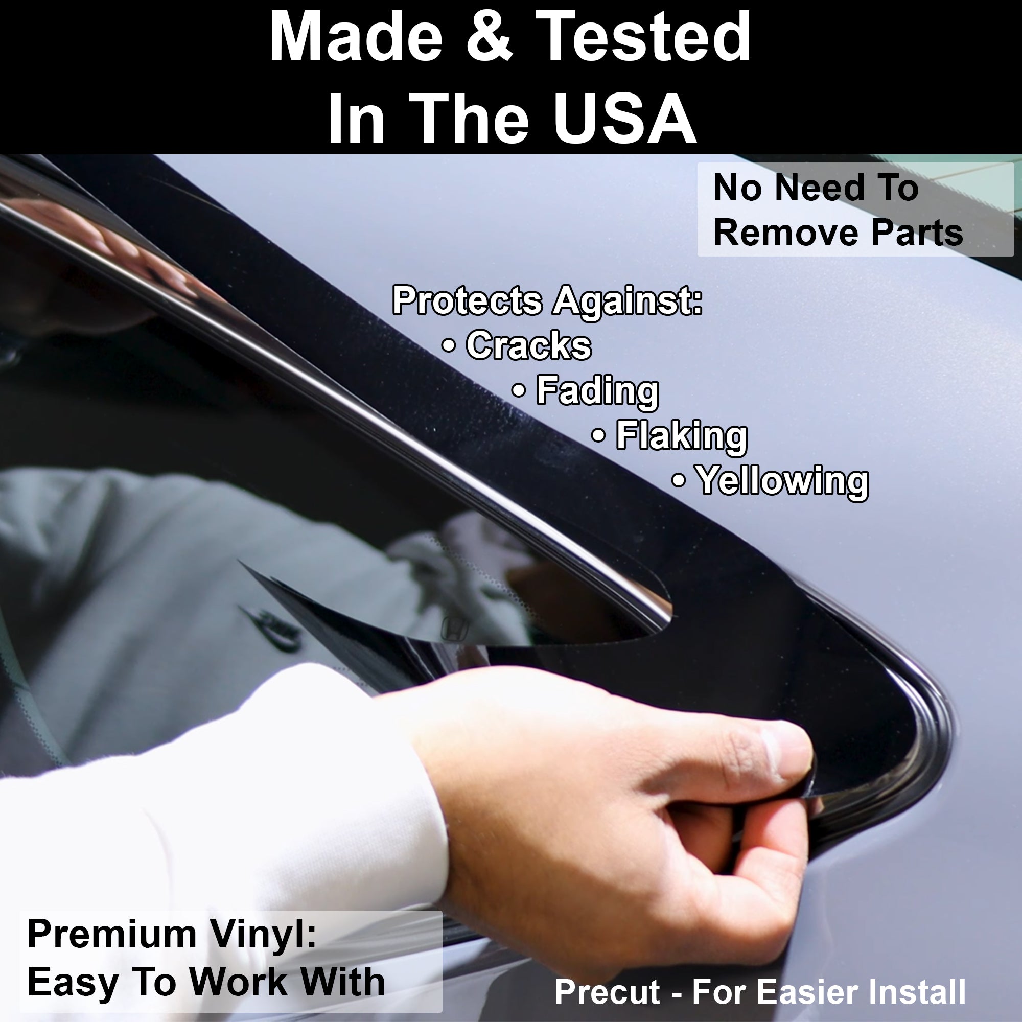 Vinyl Chrome Delete Sides Front Rear Bumper Trim Blackout Decal Stickers Overlay Film Fits Toyota Highlander 2020 - 2025 - Bogar Tech Designs