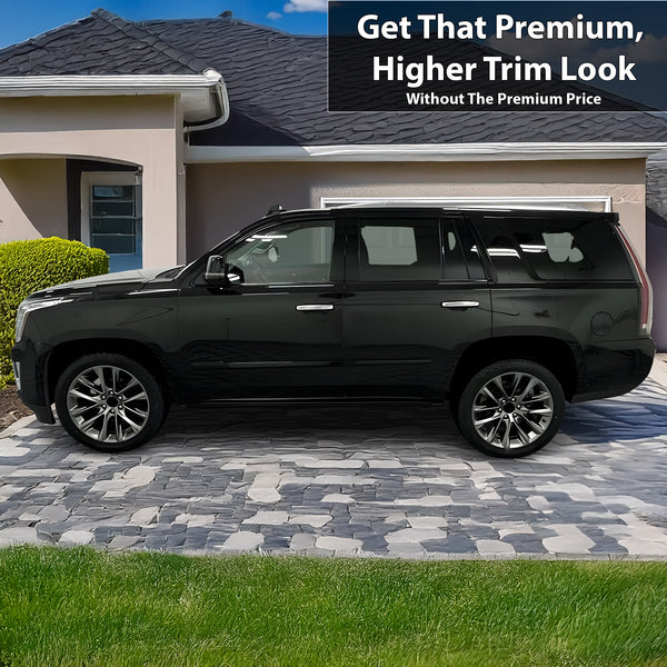 Vinyl Chrome Delete Grille Side Window Rear Blackout Decal Stickers Overlay Film Fits Cadillac Escalade 2015-2020
