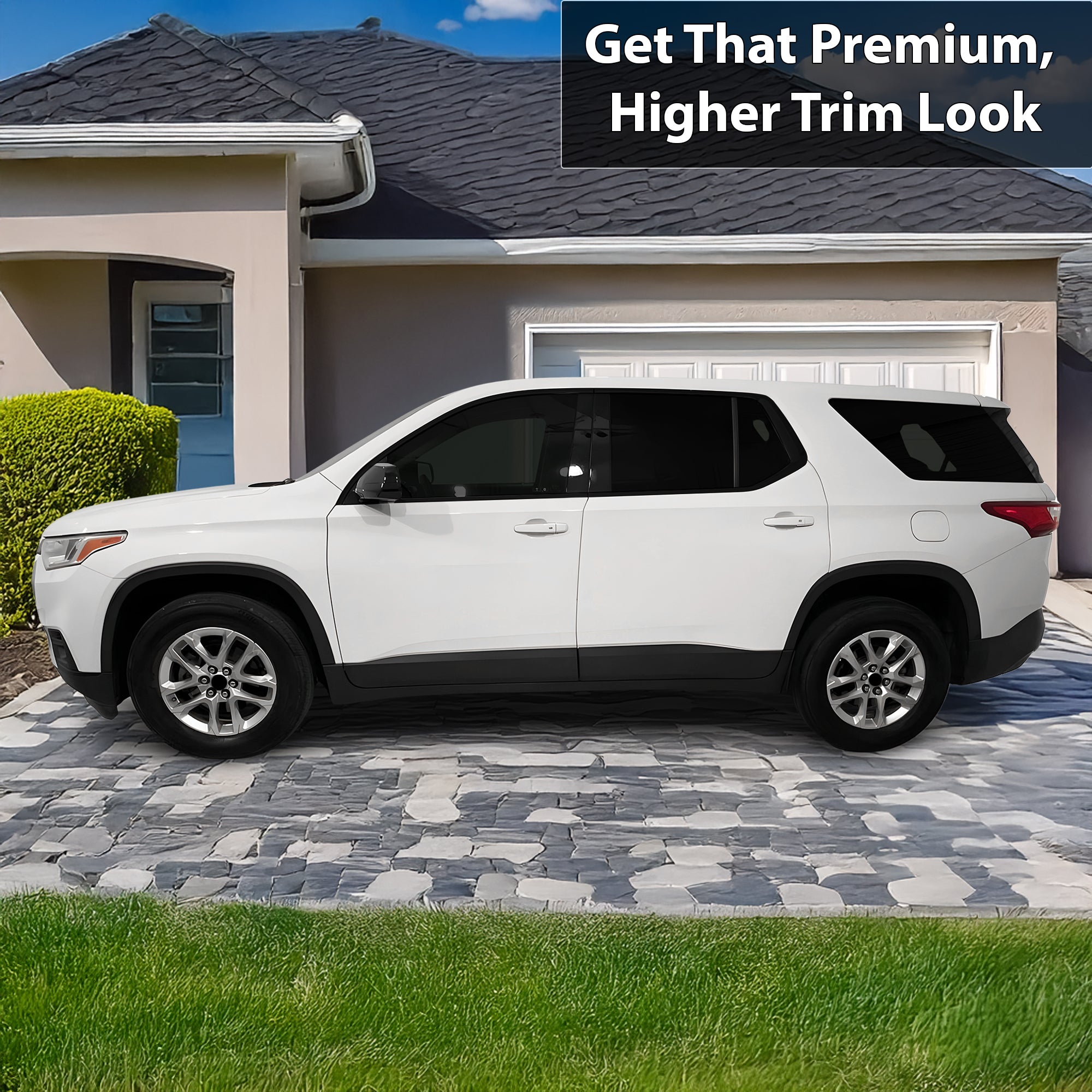Vinyl Chrome Delete Sides Front Bumper Trim Blackout Decal Stickers Fits Chevy Traverse 2018 - 2023 - Bogar Tech Designs