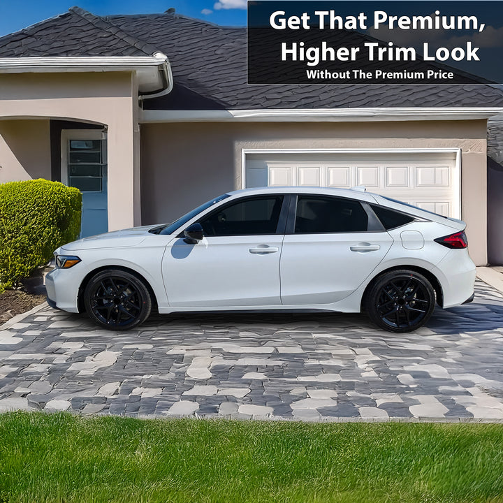 Vinyl Chrome Delete Wheel Side Window Trim Blackout Decal Stickers Overlay Film Fits Honda Civic Hatchback 2022 - 2025 - Bogar Tech Designs