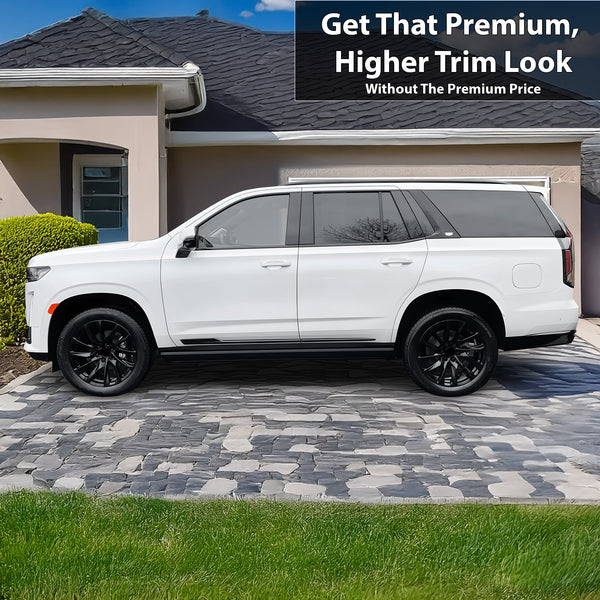 Vinyl Chrome Delete Side Window Blackout Decal Stickers Overlay Film Fits Cadillac Escalade 2021-2024