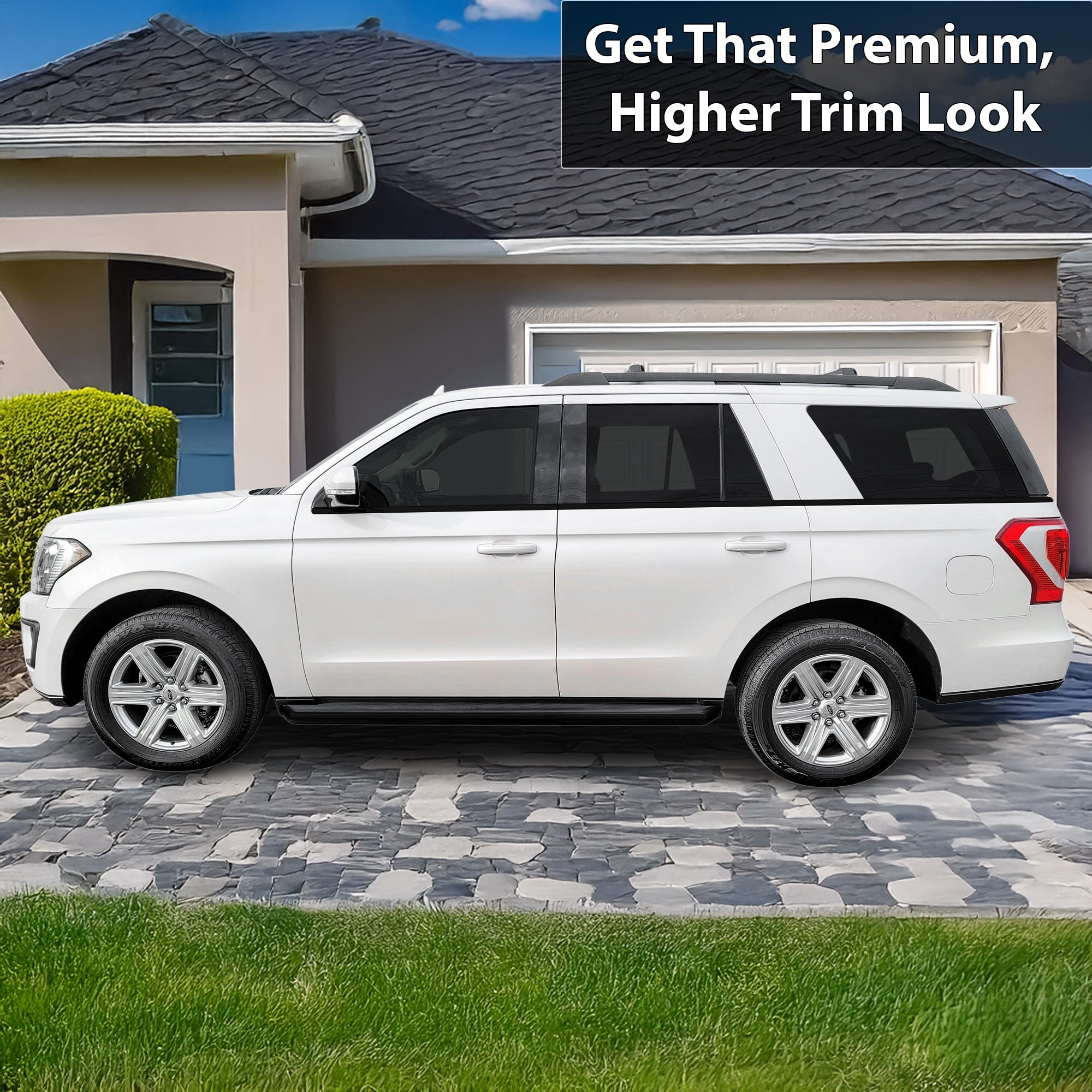 Ford Expedition 2018-2024 Window Trim Blackout Chrome Delete Kit – Precut Gloss Black Vinyl Overlays