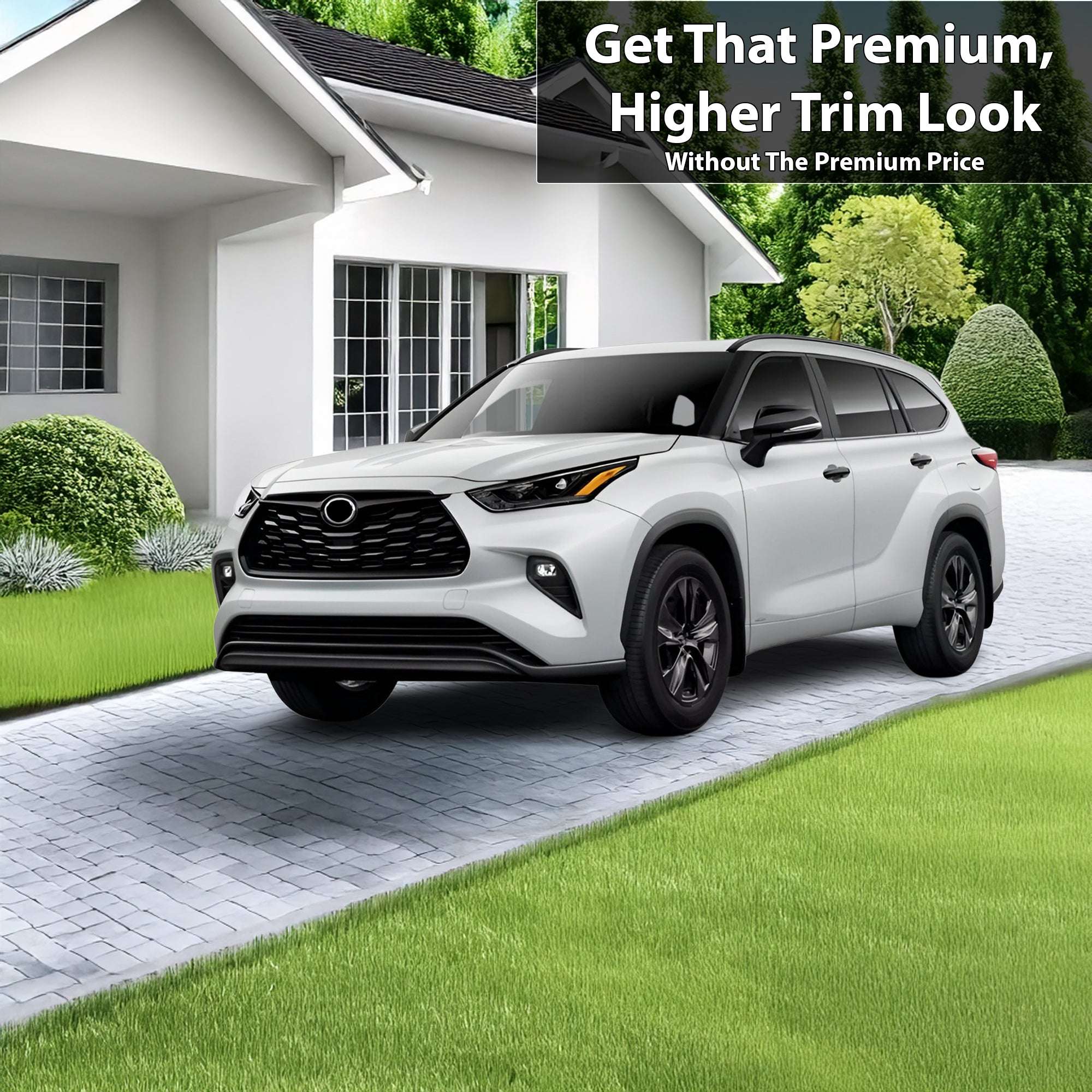 Vinyl Chrome Delete Sides Front Rear Bumper Trim Blackout Decal Stickers Overlay Film Fits Toyota Highlander 2020 - 2025 - Bogar Tech Designs