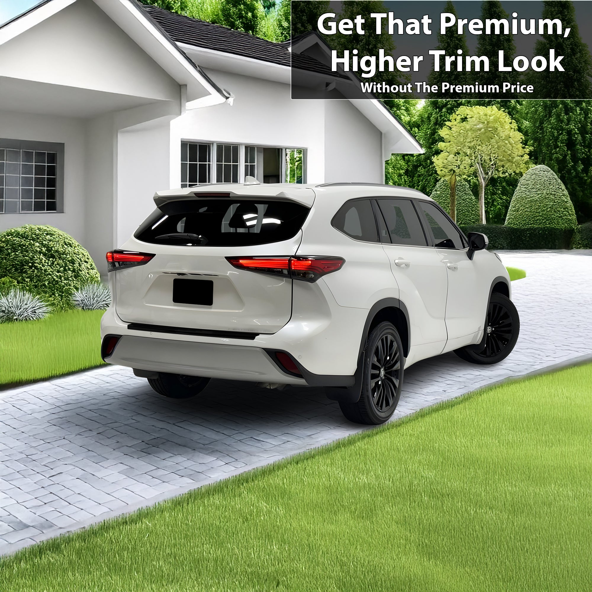 Vinyl Chrome Delete Sides Front Rear Bumper Trim Blackout Decal Stickers Overlay Film Fits Toyota Highlander 2020 - 2025 - Bogar Tech Designs