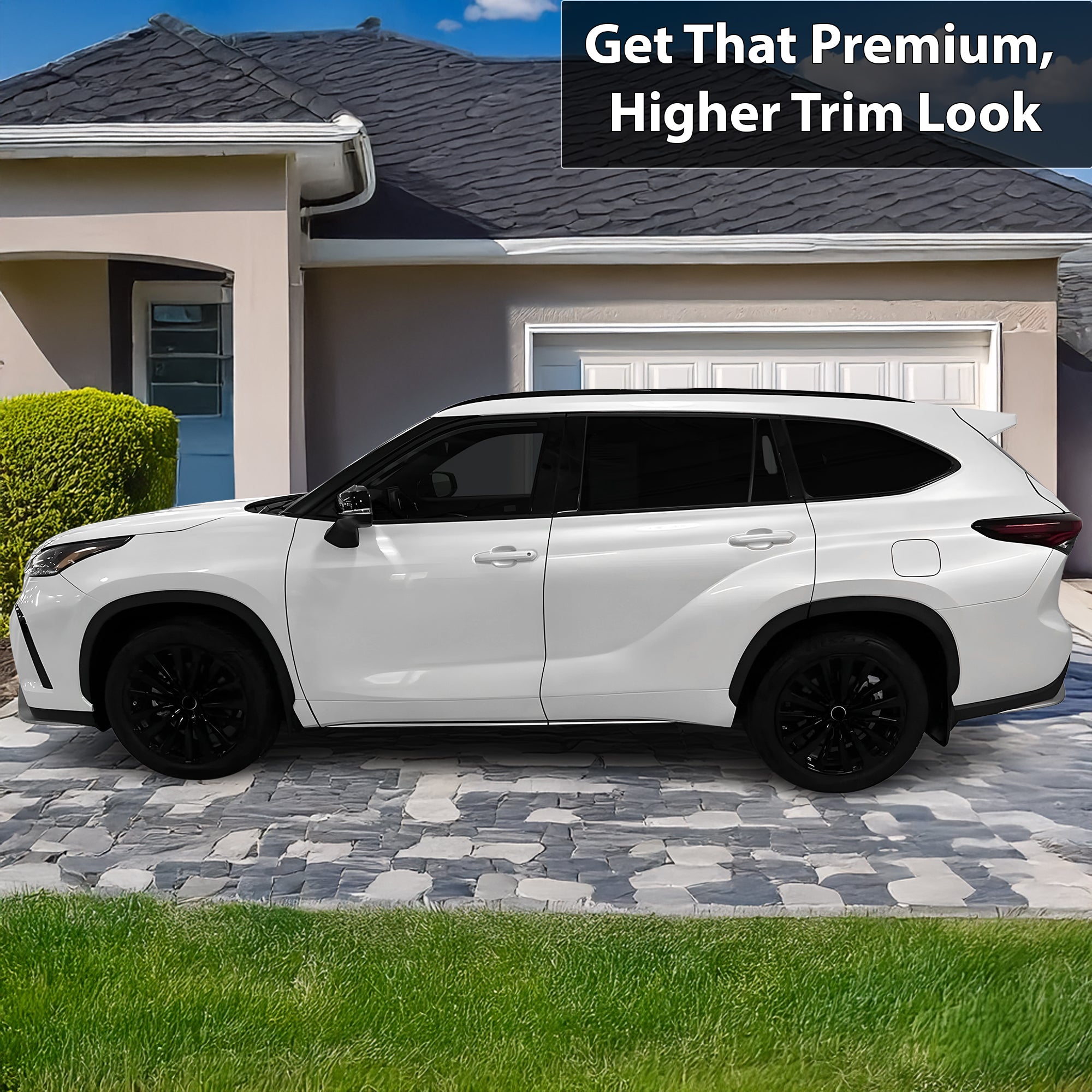 Vinyl Chrome Delete Sides Front Rear Bumper Trim Blackout Decal Stickers Overlay Film Fits Toyota Highlander 2020 - 2025 - Bogar Tech Designs