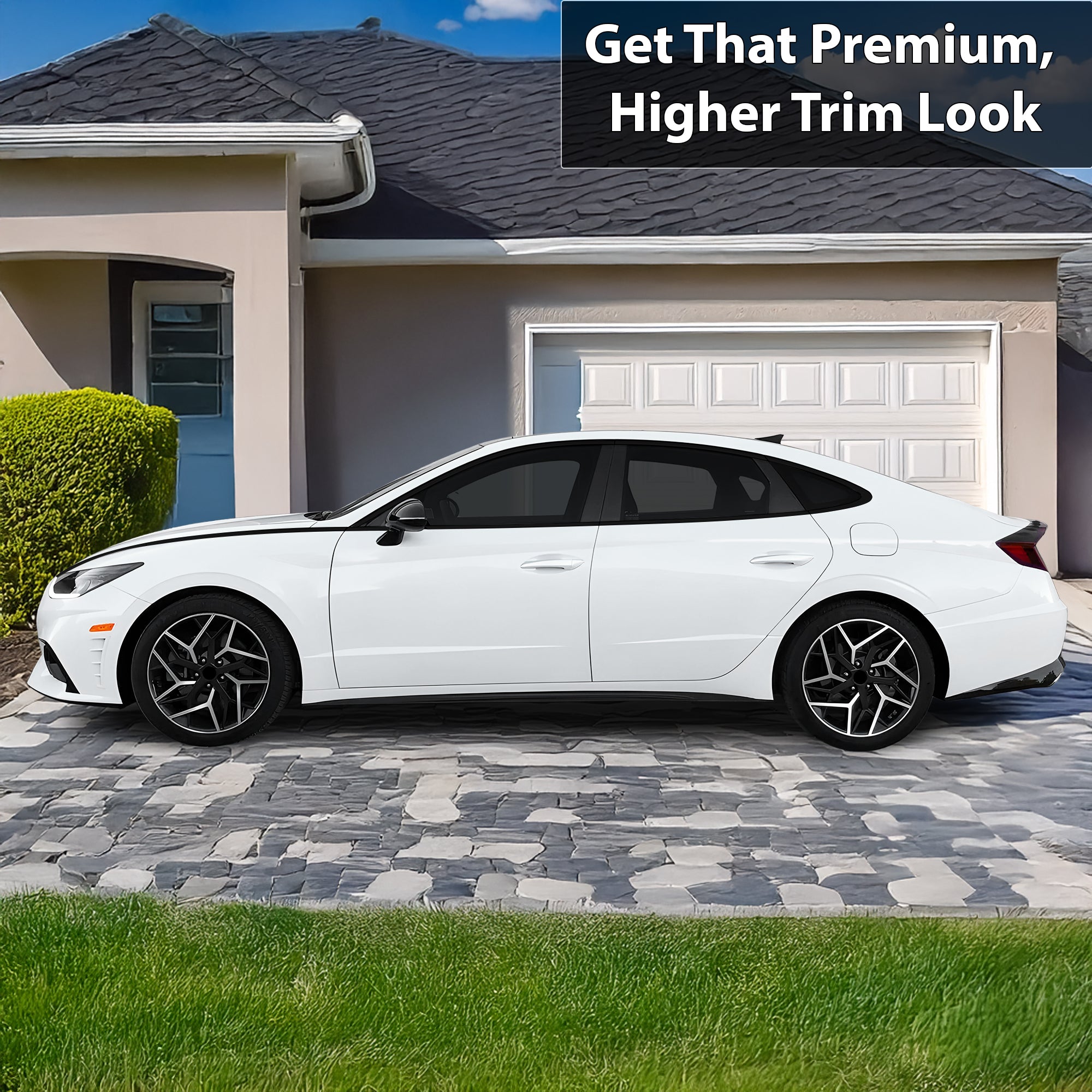 Side Window Grille Vinyl Chrome Delete Trim Blackout Decal Stickers Overlay Film Fits Hyundai Sonata 2020 - 2025 - Bogar Tech Designs