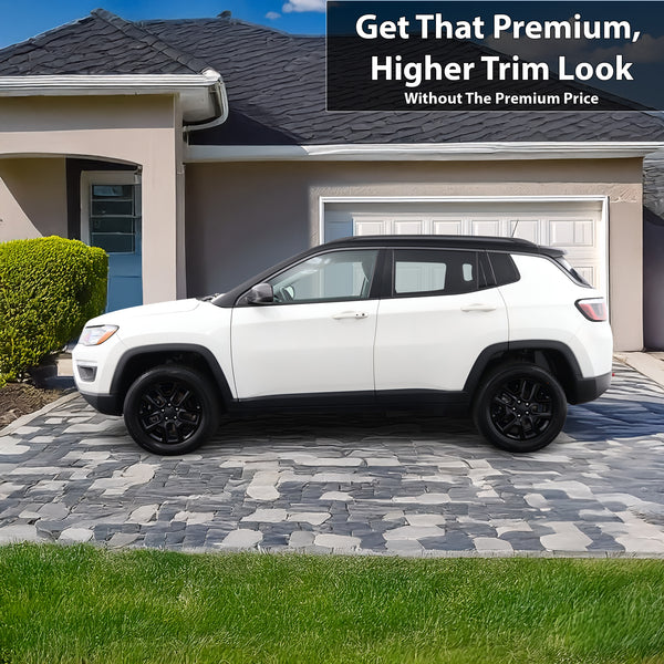 Vinyl Chrome Delete Grille Side Window Rear Blackout Decal Stickers Overlay Film Fits Jeep Compass 2018-2025