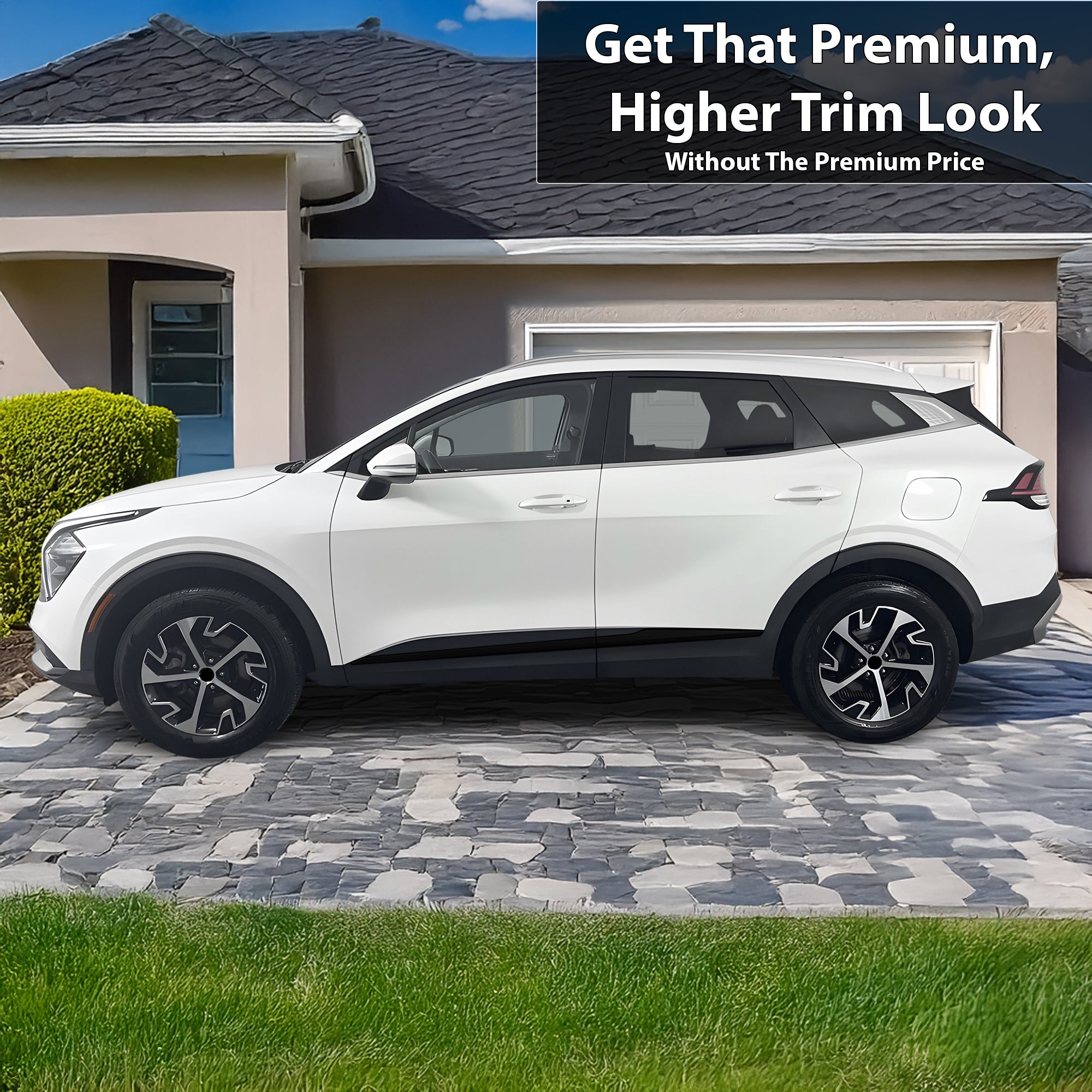 Vinyl Chrome Delete Wheel Sides Front Trim Blackout Decal Stickers Overlay Film Fits Kia Sportage 2023 - 2025 - Bogar Tech Designs