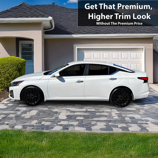 Vinyl Chrome Delete Wheel Sides Front Rear Bumper Trim Blackout Decal Stickers Overlay Film Fits Nissan Altima 2019 - 2025 - Bogar Tech Designs