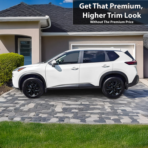 Vinyl Chrome Delete Wheel Sides Front Rear Bumper Trim Blackout Decal Stickers Overlay Film Fits Nissan Rogue 2021 - 2025 - Bogar Tech Designs