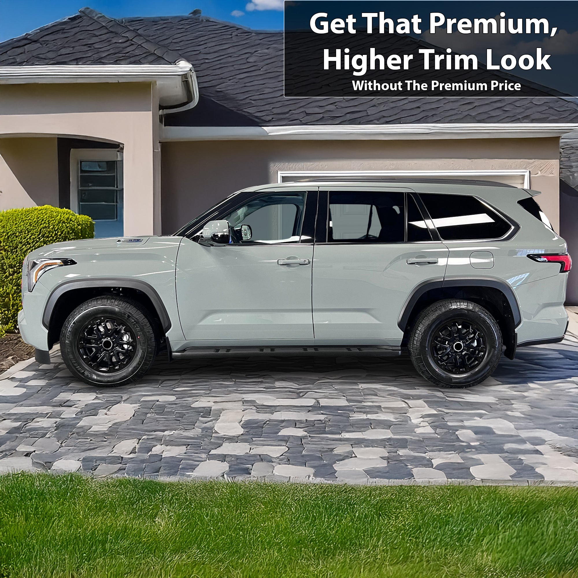 Vinyl Chrome Delete Grille Side Window Rear Wheel Blackout Decal Stickers Overlay Film Fits Toyota Sequoia 2023 - 2025 - Bogar Tech Designs