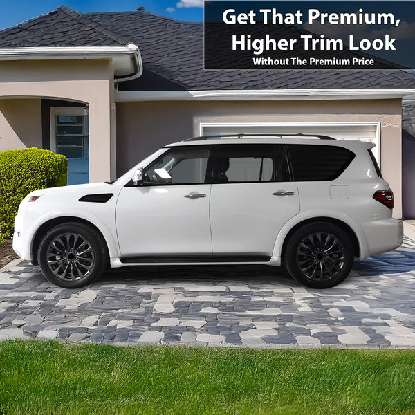 Vinyl Chrome Delete Grille Side Window Rear Blackout Decal Stickers Overlay Film Fits Nissan Armada 2017 - 2024 - Bogar Tech Designs