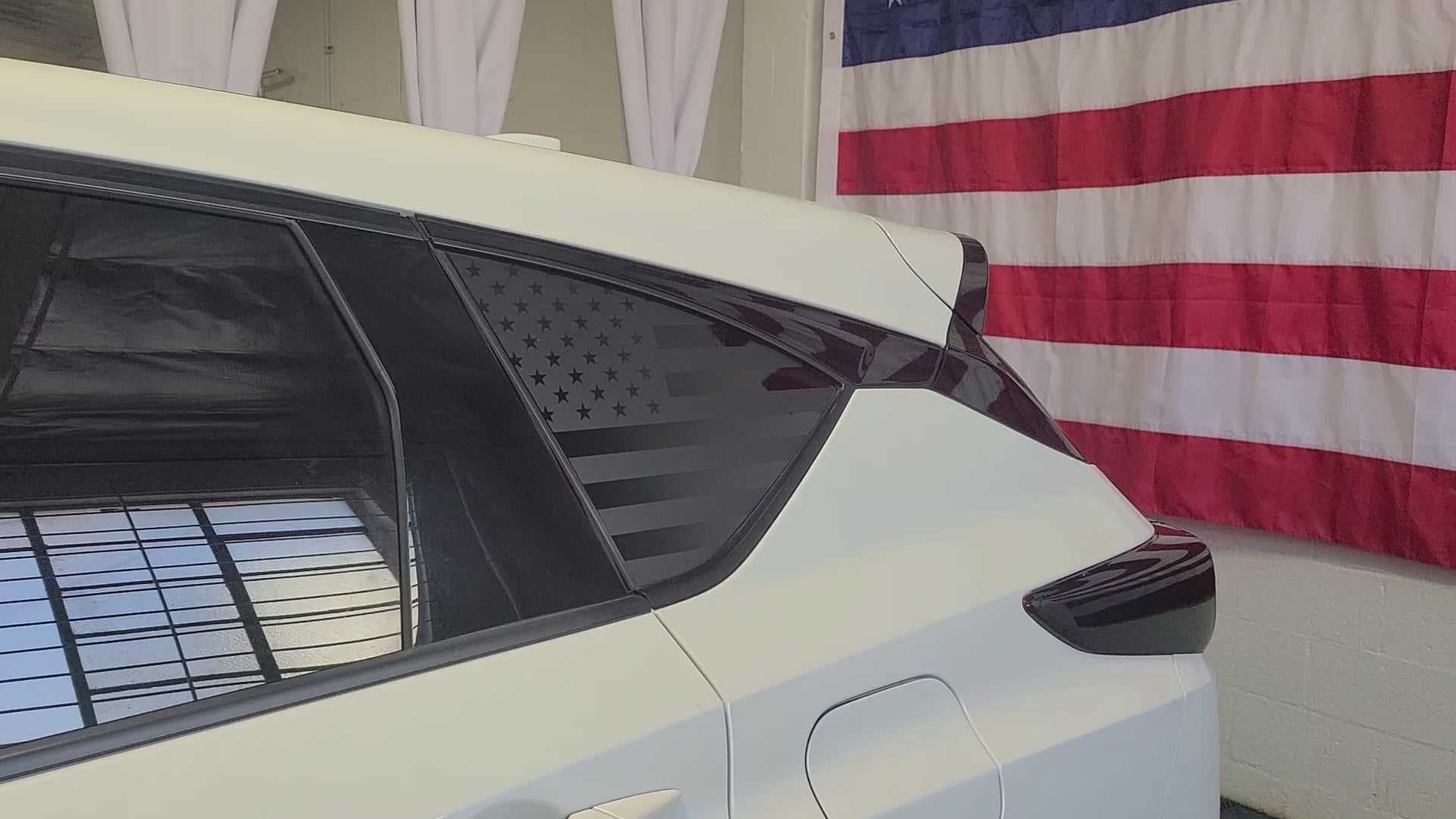American Flag Quarter Window Decal for Acura RDX 2019-2026 – Precut Matte Black Vinyl