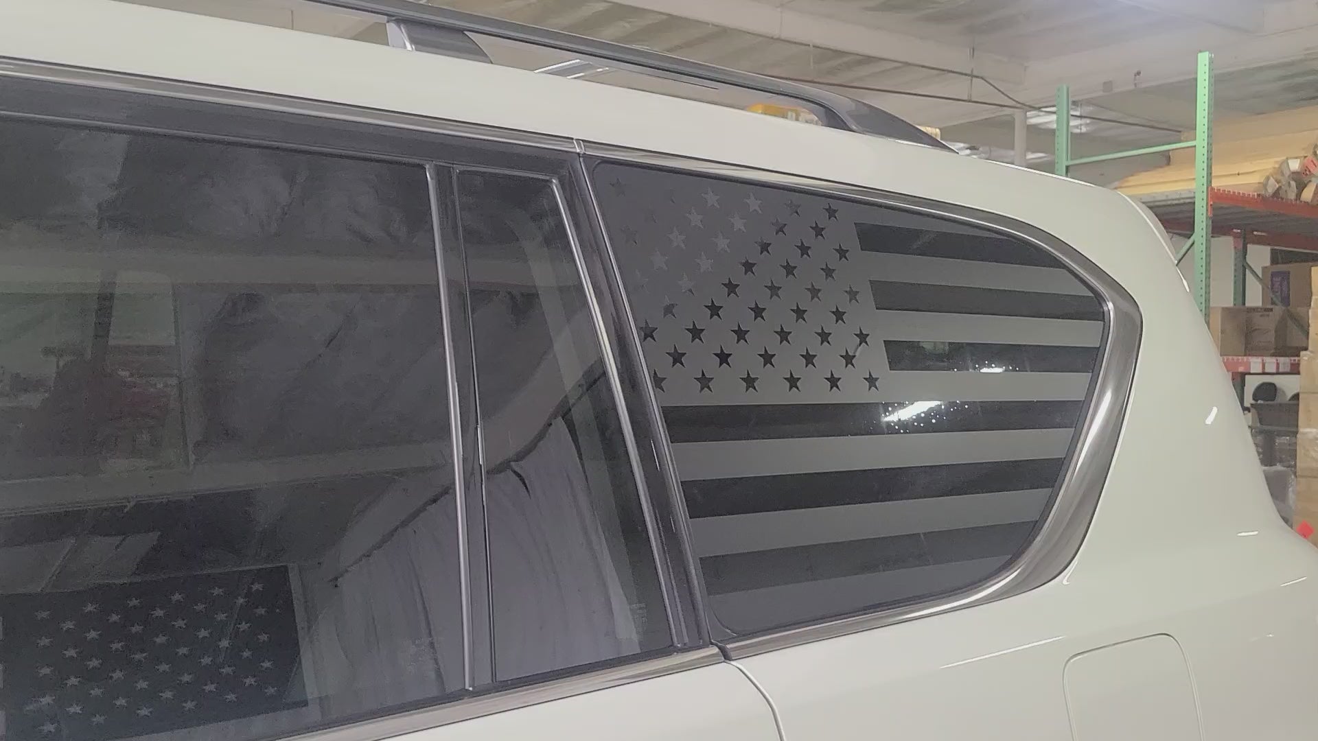 American Flag Quarter Window Decal for Nissan Armada 2017-2024 – Precut Matte Black Vinyl