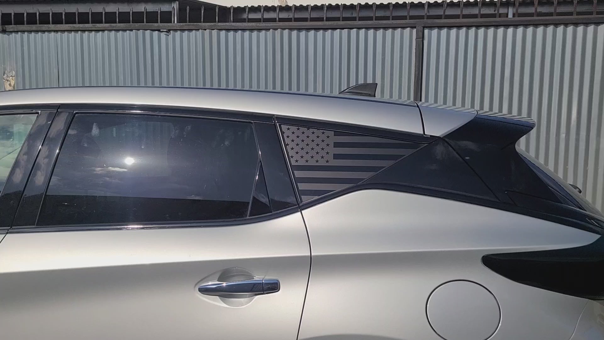 American Flag Quarter Window Decal for Nissan Murano 2015-2024 – Precut Matte Black Vinyl