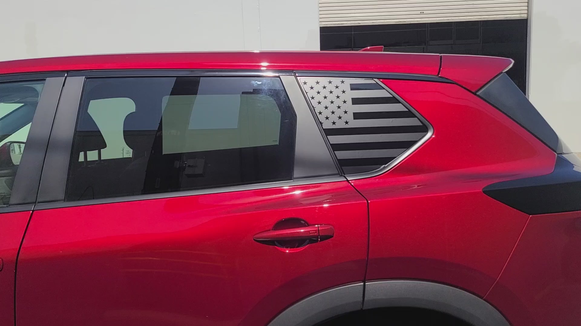 American Flag Quarter Window Decal for Nissan Rogue 2021-2026 – Precut Matte Black Vinyl