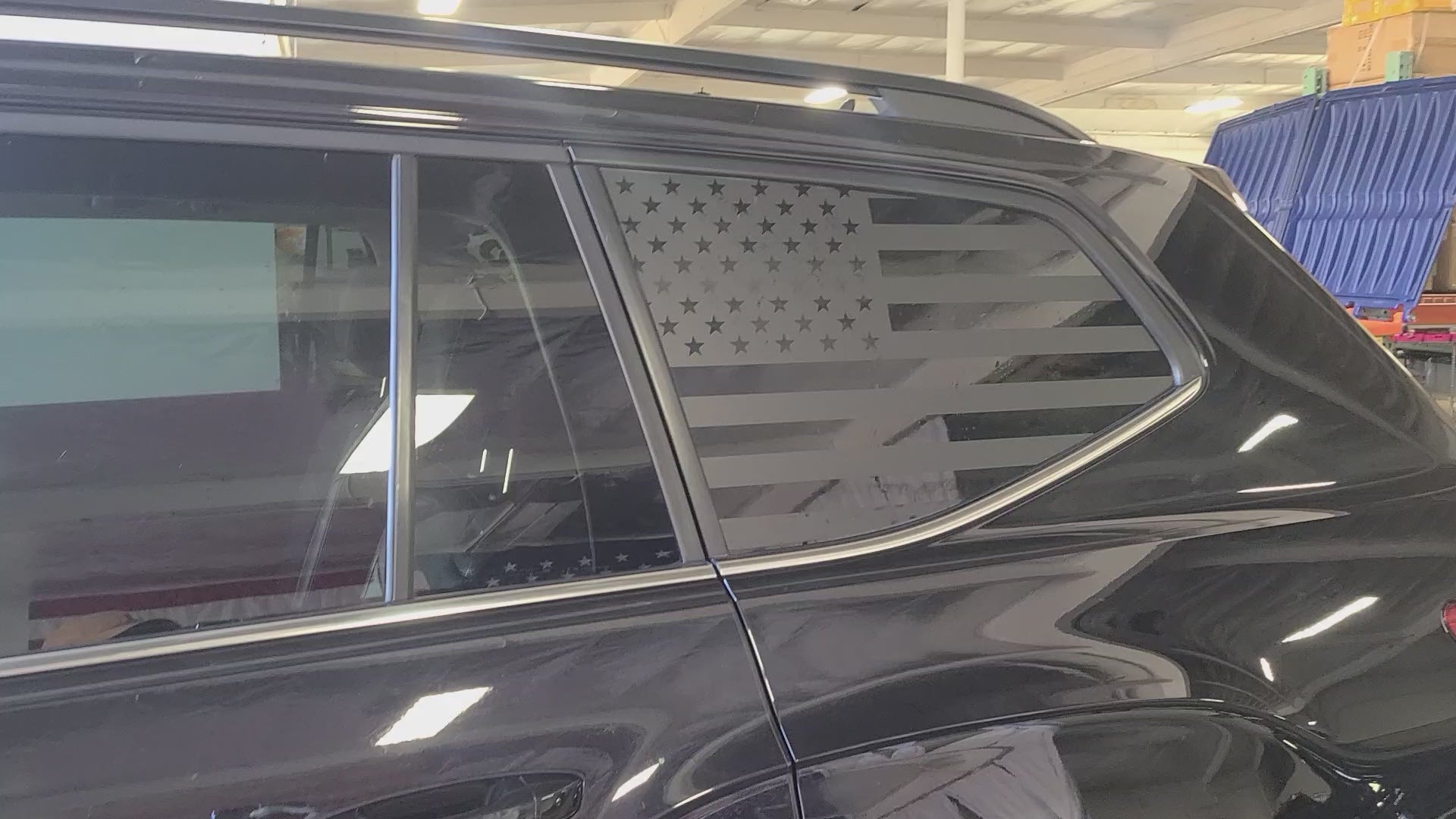 American Flag Quarter Window Decal for Volkswagen Atlas 2018-2026 – Precut Matte Black Vinyl