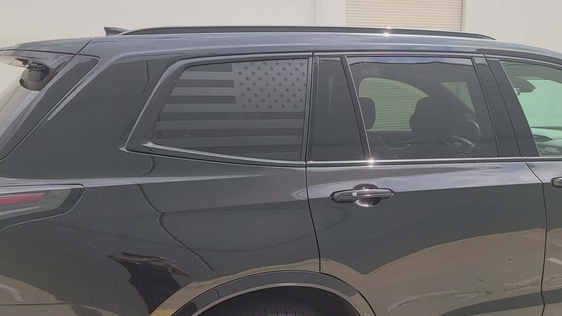 American Flag Quarter Window Decal for Cadillac XT6 2020-2026 – Precut Matte Black Vinyl