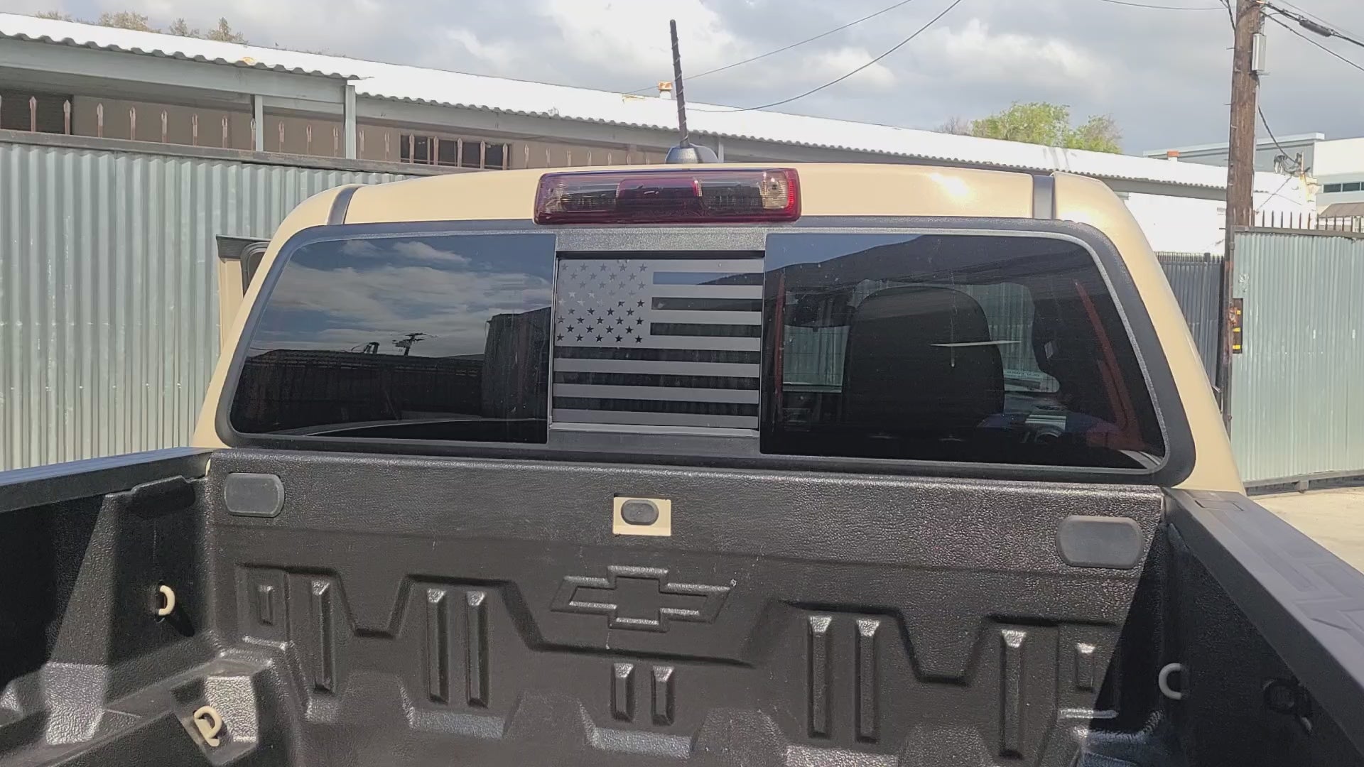 American Flag Window Decal for Chevy Colorado 2015-2026 – Precut Matte Black Vinyl