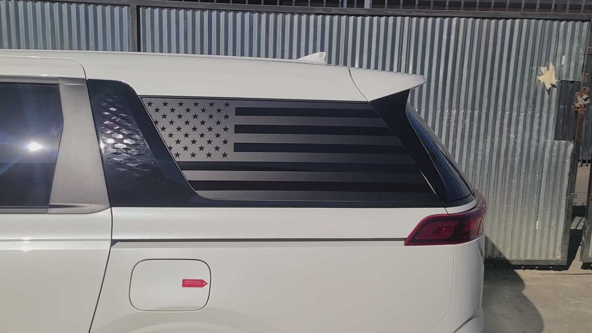 American Flag Quarter Window Decal for KIA Carnival 2022-2026 – Precut Matte Black Vinyl