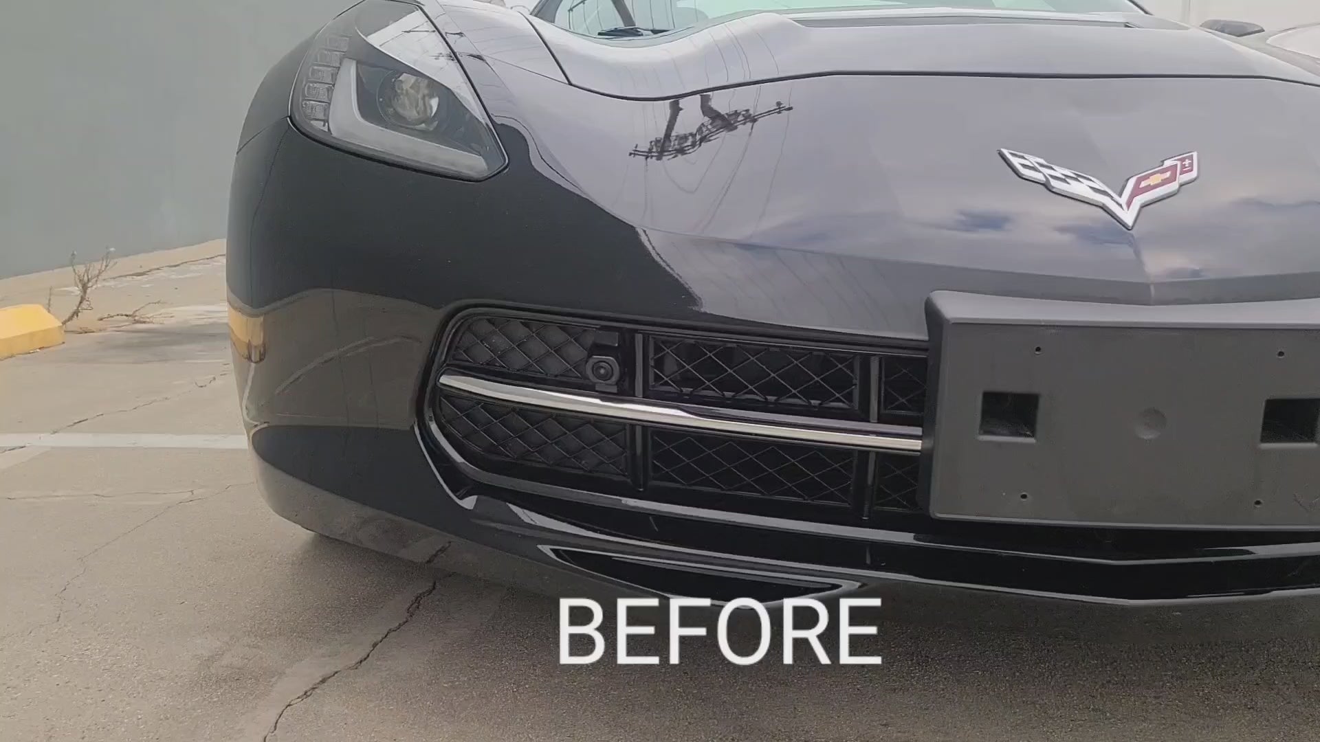 Chevy Corvette C7 Stingray 2014-2019 Front Grille Blackout Chrome Delete Kit – Precut Gloss Black Vinyl Overlays
