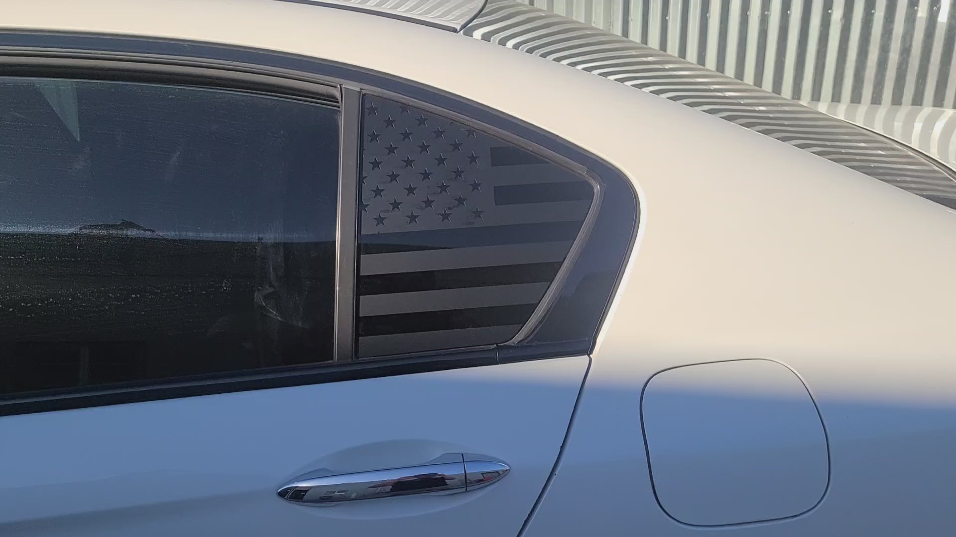 American Flag Quarter Window Decal for Honda Accord 2013-2017 – Precut Matte Black Vinyl
