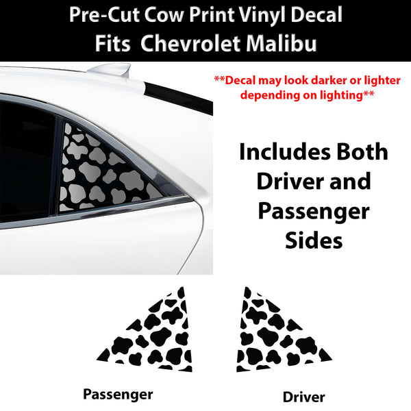Fits Chevrolet Malibu 2013-2015 Animal Leopard Cheetah Cow Window Vinyl Decal Stickers - Bogar Tech Designs