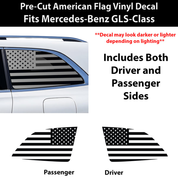 Fits Mercedes-Benz GLS 2024-2026 Quarter Window American Flag Vinyl Decal Stickers - Bogar Tech Designs