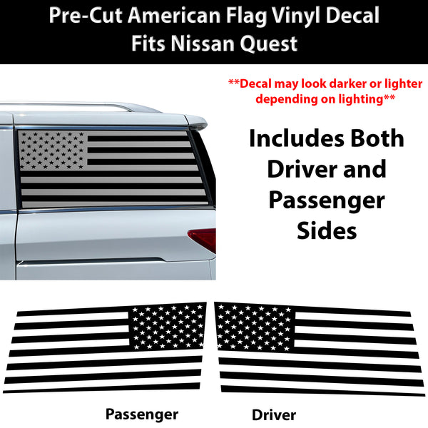 Fits Nissan Quest 2011-2017 Quarter Window American Flag Vinyl Decal Stickers - Bogar Tech Designs