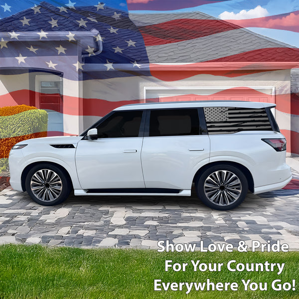 Fits Infiniti QX80 2025-2027 Quarter Window American Flag Vinyl Decal Stickers - Bogar Tech Designs