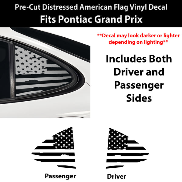 Fits Pontiac Grand Prix 1997-2003 Quarter Window American Flag Vinyl Decal Stickers - Bogar Tech Designs