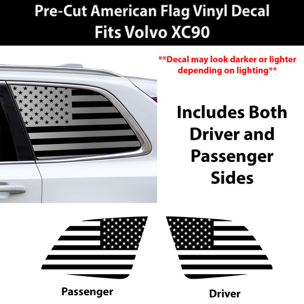 Fits Volvo XC90 2020-2025 Quarter Window American Flag Vinyl Decal Stickers - Bogar Tech Designs