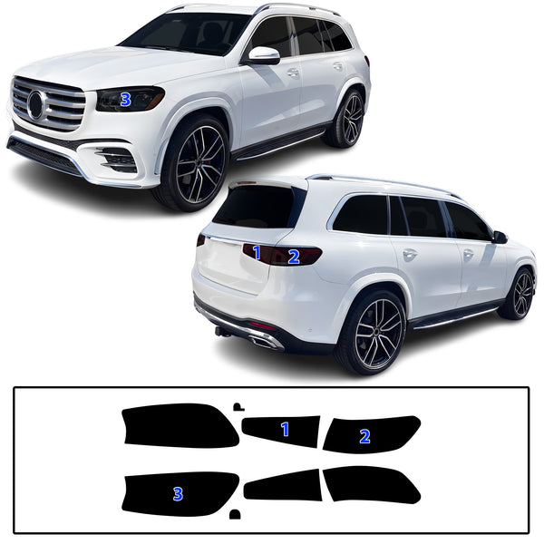 Fits Mercedes-Benz GLS-Class 2024-2026 Full Headlight Taillight Precut Smoked PPF Tint Kit Film Overlay  - Bogar Tech Designs