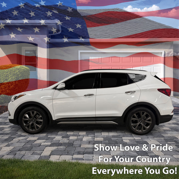 Fits Hyundai Santa Fe Sport 2013-2018 Quarter Window American Flag Vinyl Decal Stickers - Bogar Tech Designs