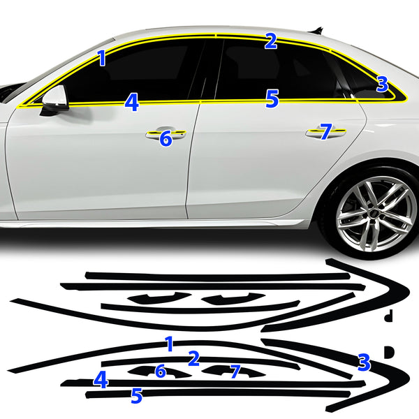 Fits Audi A4 2020-2025 Vinyl Chrome Delete Grille Blackout Decal Stickers Overlay Film - Bogar Tech Designs